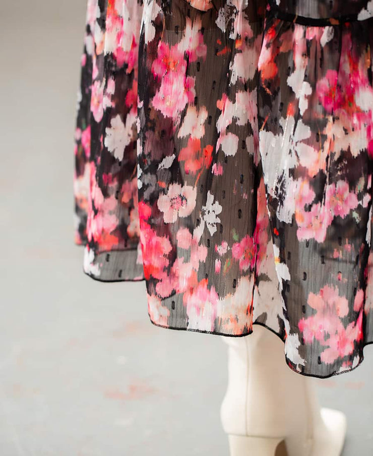 Black Floral Chiffon Maxi Dress – Needs No Label