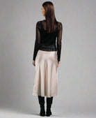 Champagne Cream Satin Midi Skirt UK