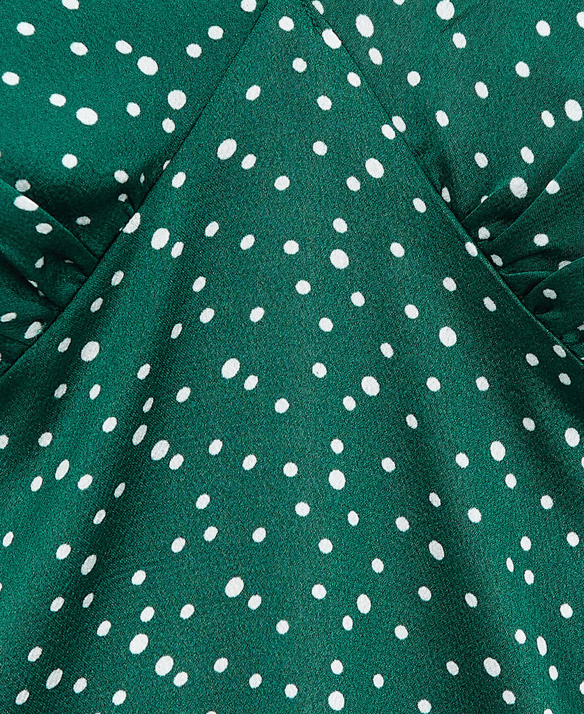 Dark Green Satin Midi Dress spot pattern