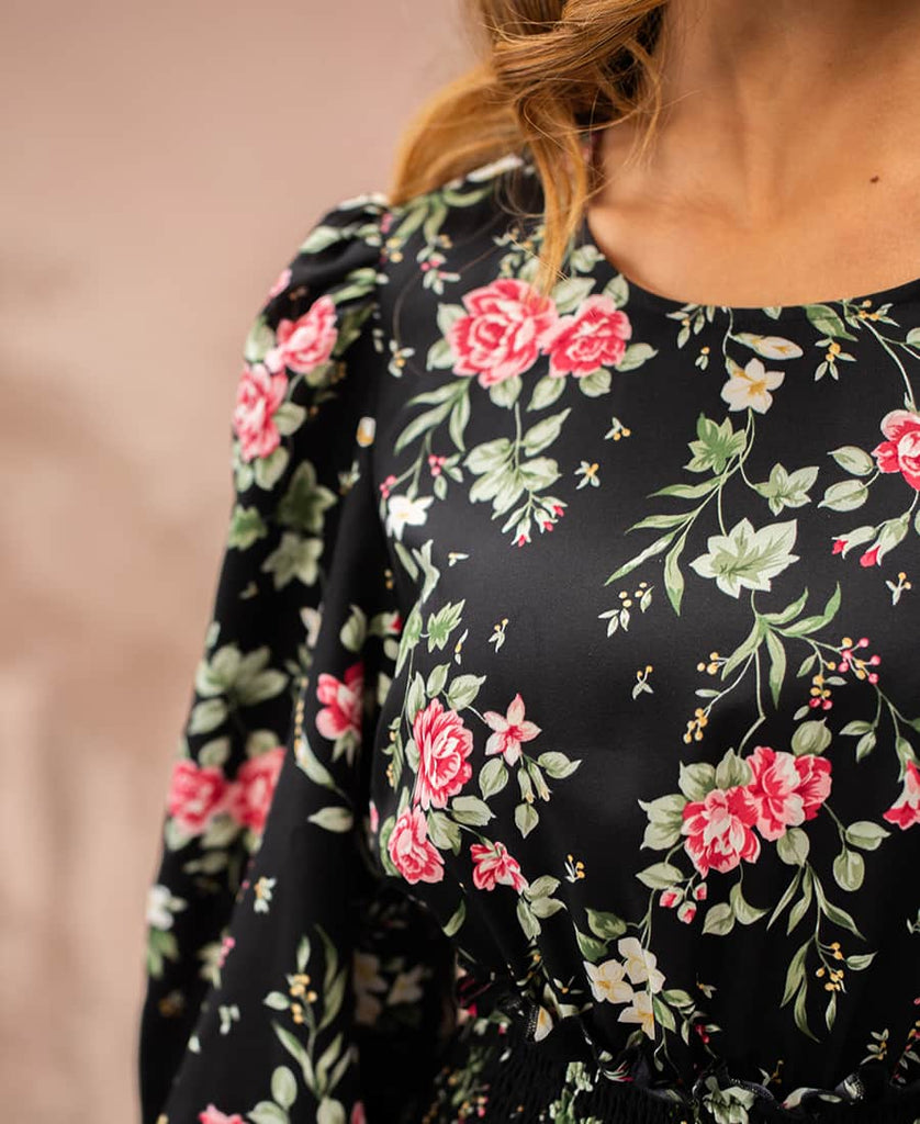 Floral Long Sleeve Mini Dress detail
