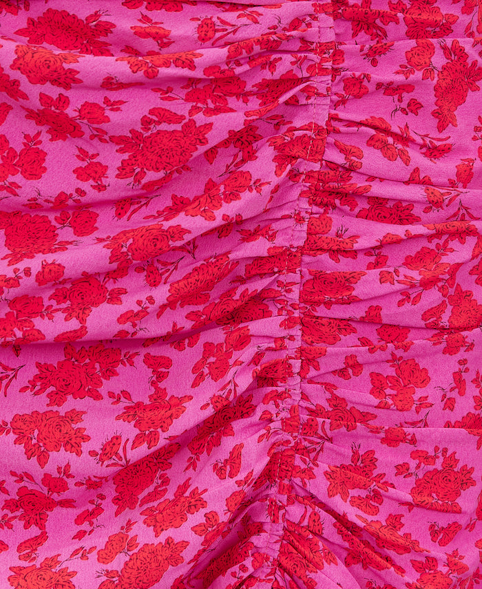 GATHERED MIDI SKIRT PINK FLORAL Detail