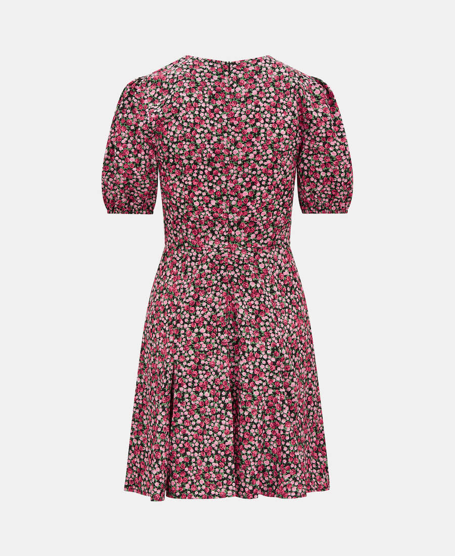PUFF SLEEVE MINI DRESS ROSE PRINT Back