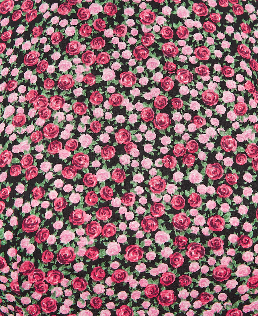 PUFF SLEEVE MINI DRESS ROSE PRINT Detail