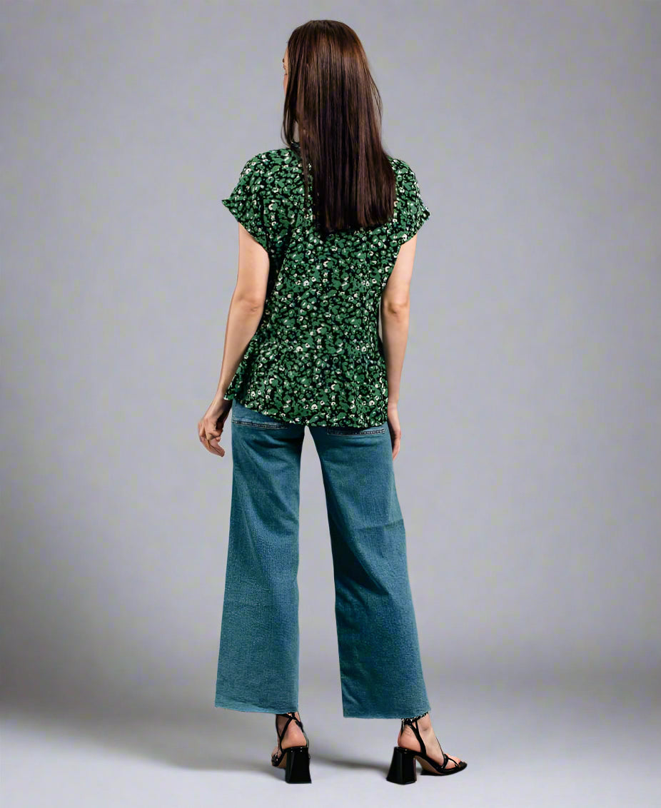 Green Blouse Floral