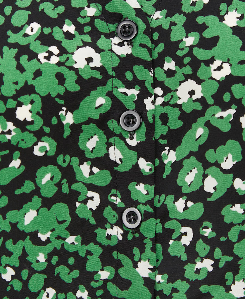 Green Floral Top Buttons