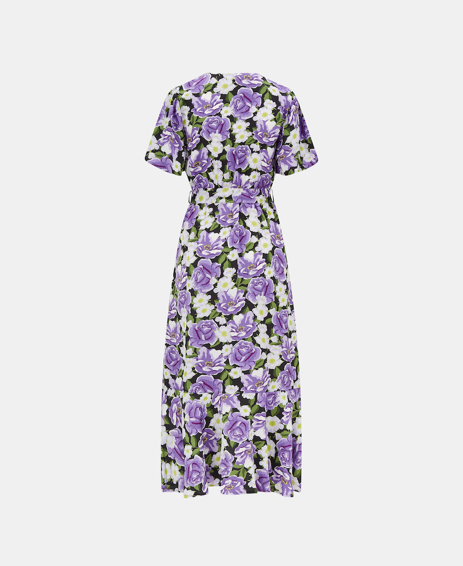 Lilac Floral Wrap Maxi Back