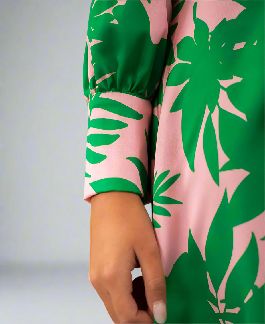 Pink palm leaf dress on sale