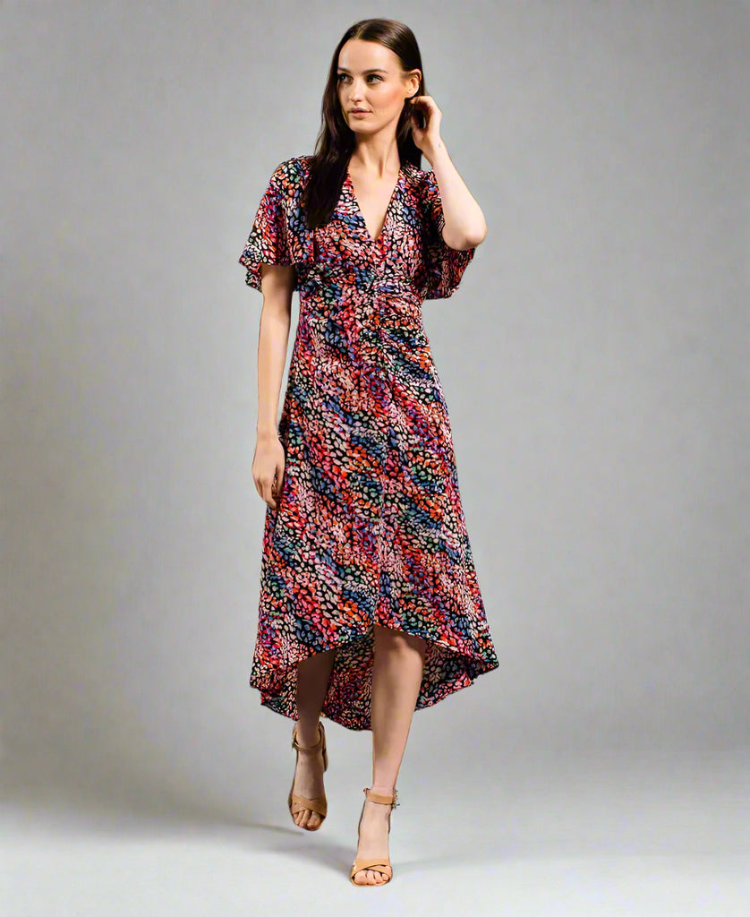 Multi-Coloured_Animal_Ruche_Midi_Dress