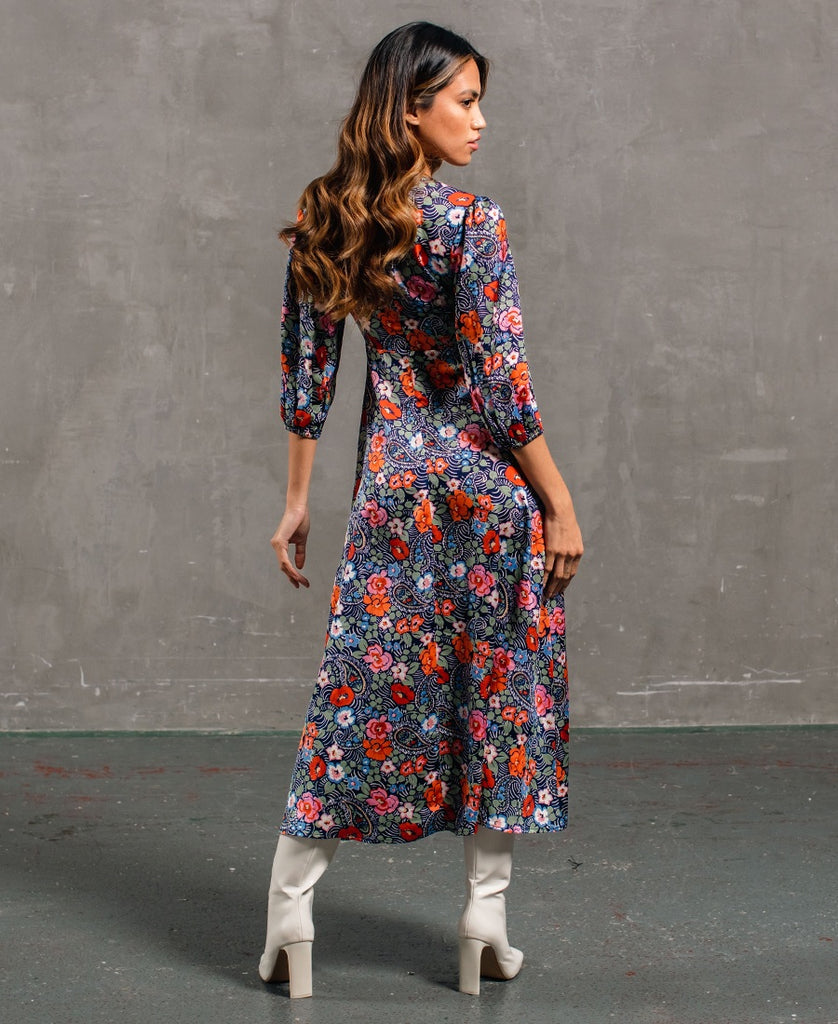Multicoloured Floral Maxi Dress Back