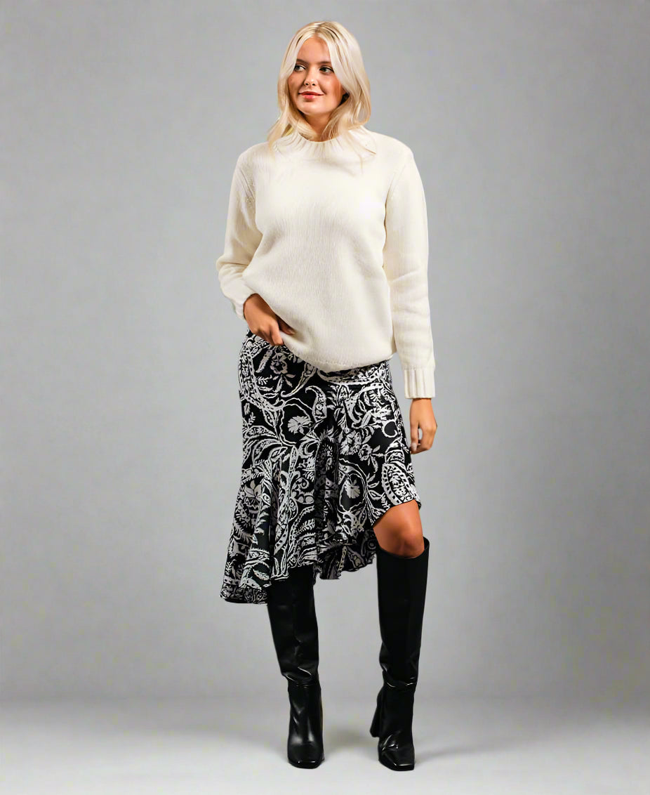 Paisley Tiered Hem Midi skirt