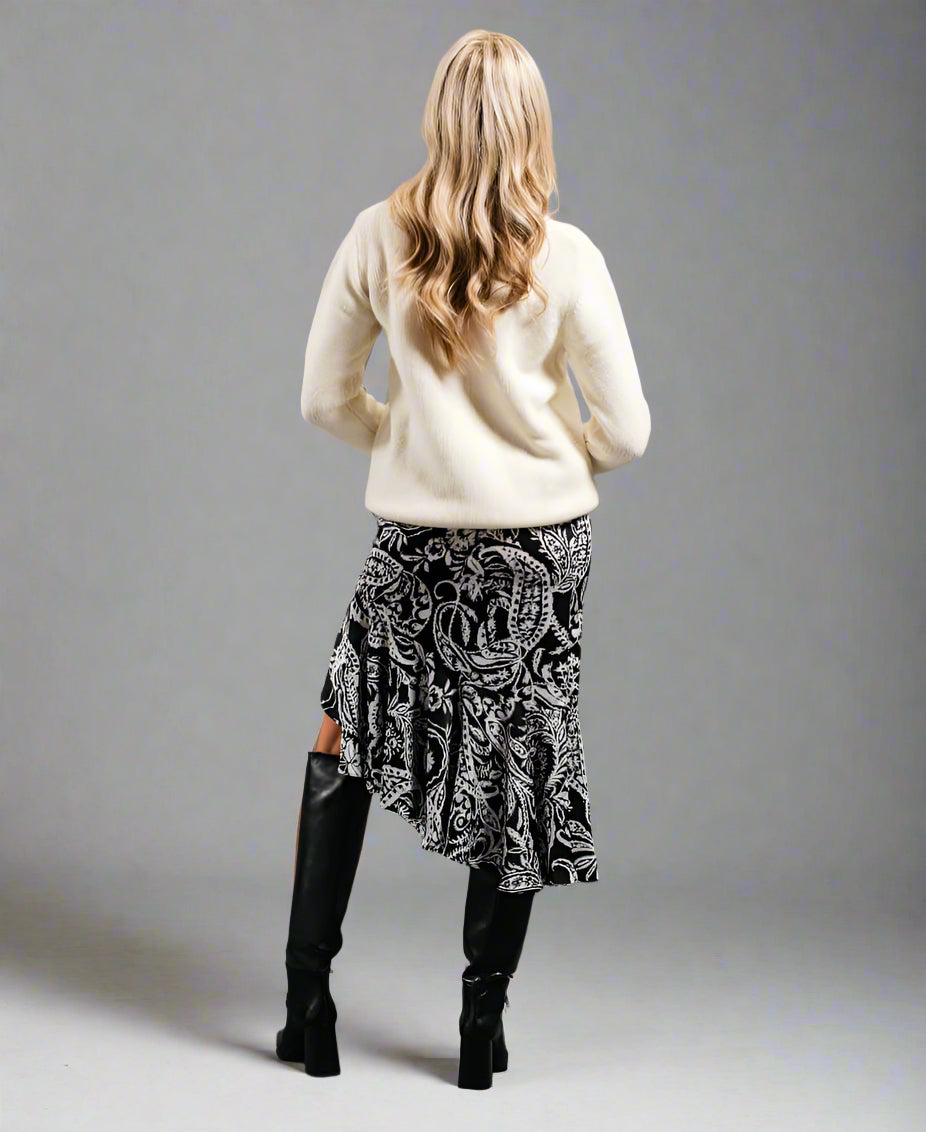 Paisley Tiered Hem Midi skirt
