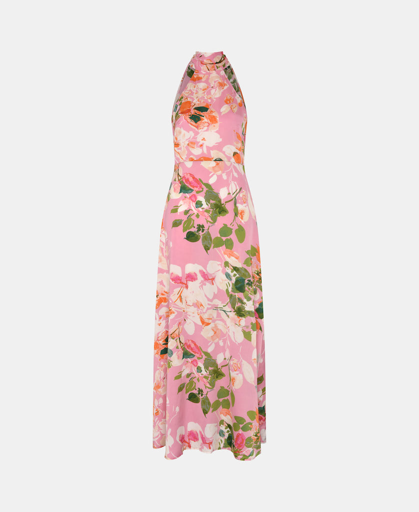 Pink Watercolour Floral Maxi Dress
