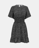 SHIRRED WAIST MINI black and white pattern