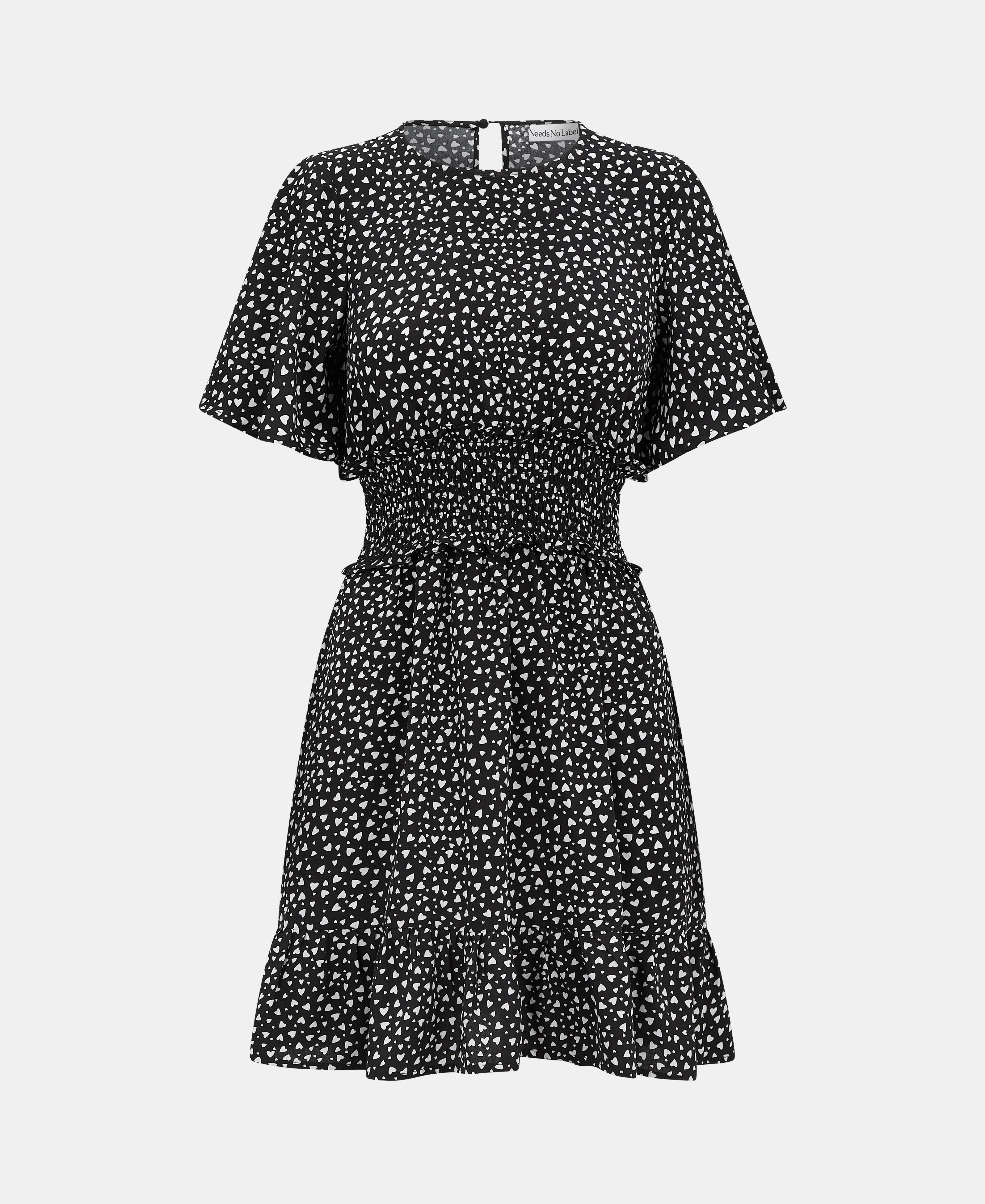 SHIRRED WAIST MINI black and white pattern
