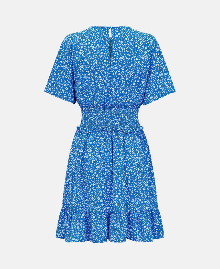 Shirred Waist Mini Blue Floral