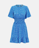 Shirred Waist Mini Blue Floral