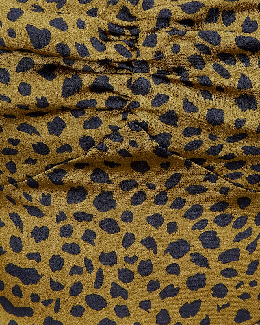 SWEETHEART NECK MIDI DRESS SATIN ANIMAL Detail