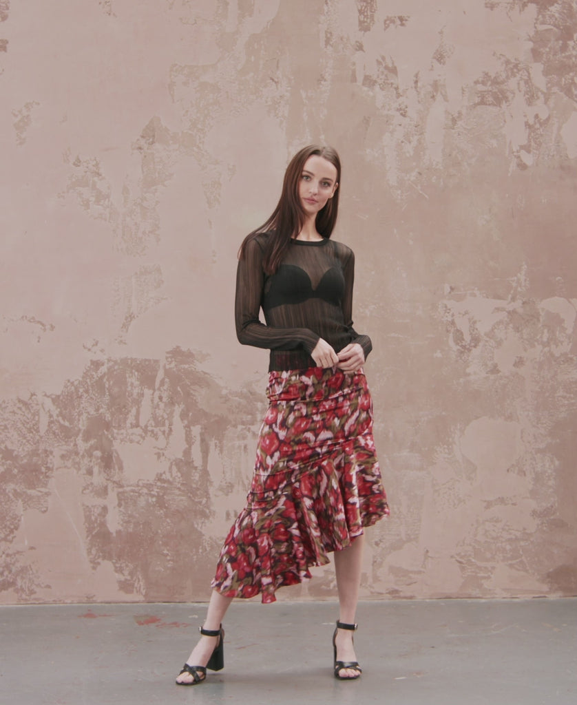 Catwalk Video Multicoloured Tiered Hem Midi Skirt