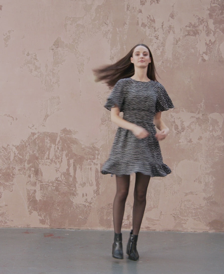 Black short sleeve mini dress
