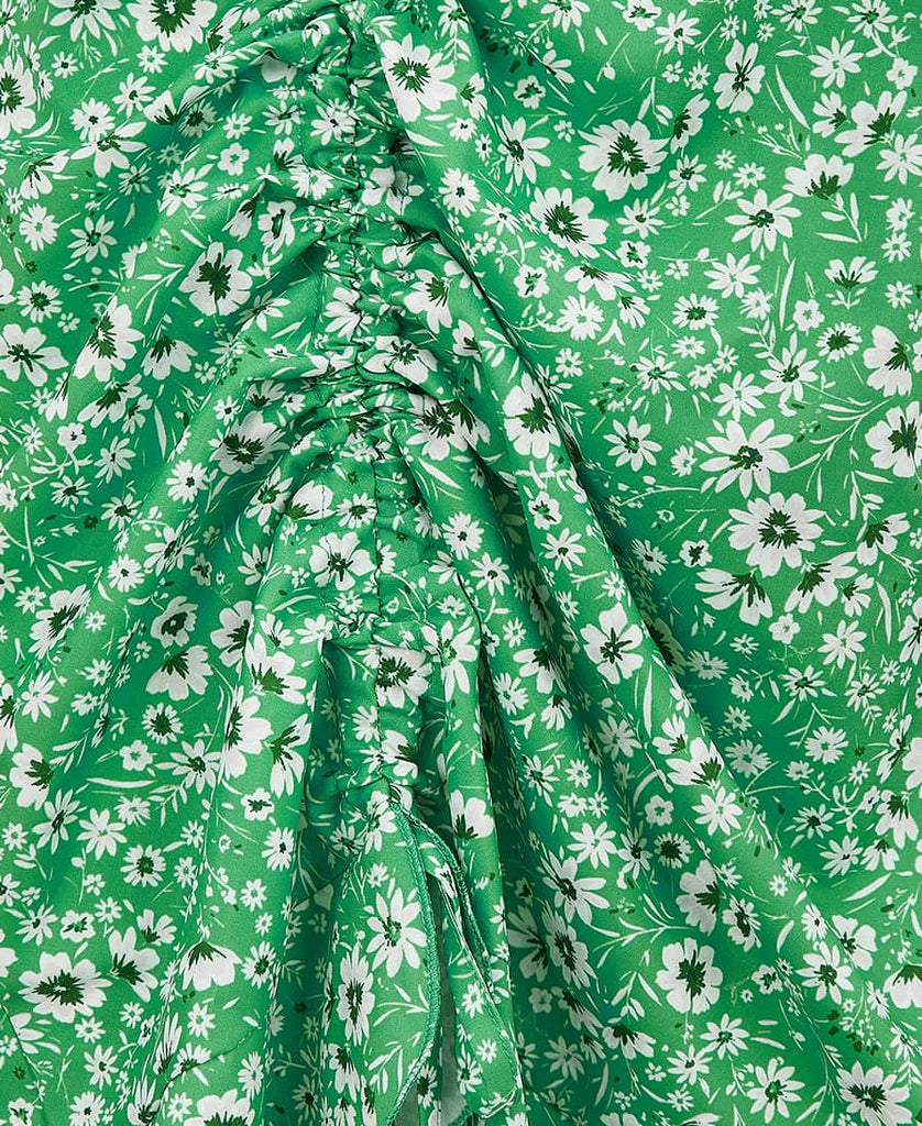 Green Ruche side mini floral details